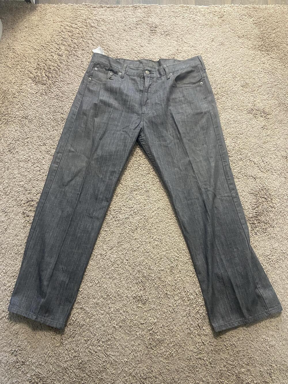 Levis 569 Jeans Mens 38x32 Gray Dark Wash Relaxed Straight Denim Pockets Zip Fly